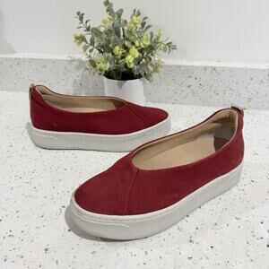 Naked Feet Regime platform slip-on sneakers in Roman cherry suede Size 7.5